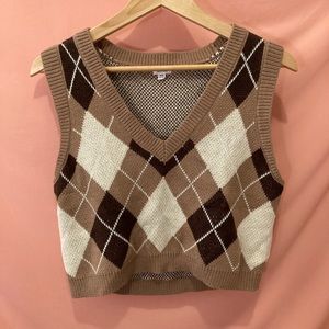 Brown Plaid Garage Sweater Vest